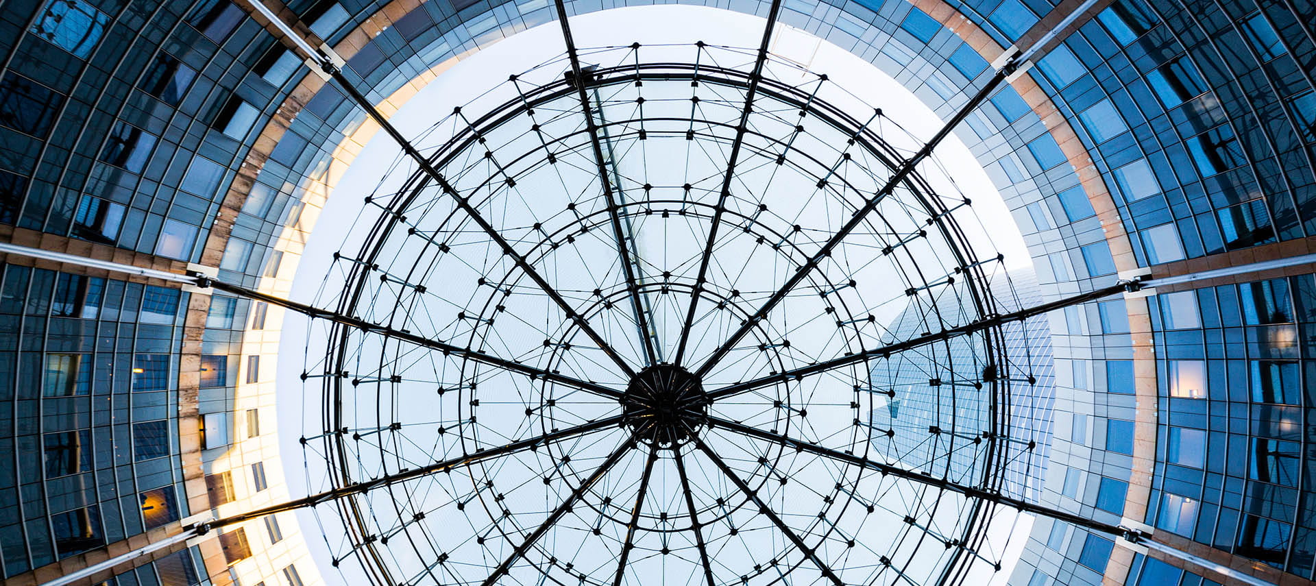 Steel glass rounded ceiling.